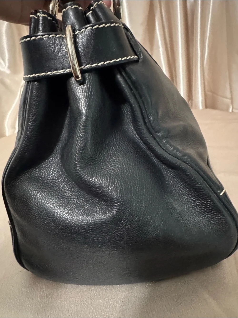 Marc Jacobs Daria Black Leather Top-Handle Satchel with silver Hardware